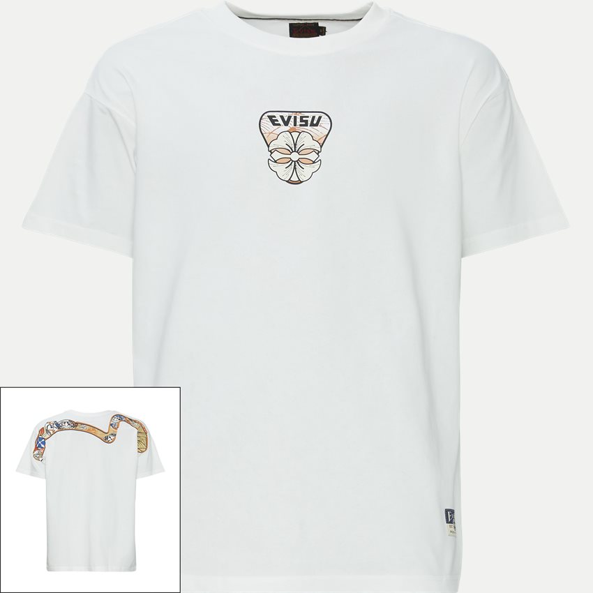 EVISU T-shirts HANAFUDA PATCHES DAICOCK PRINTED SS TEE  OFF WHITE